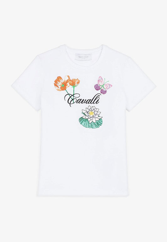 Roberto Cavalli Junior s/s t shirt ninfea White (ZZO1RD170-A00) Kids