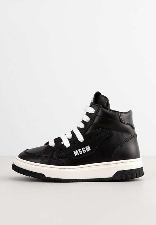 Msgm LEATHER HIGH Top SNEAKERS LACE UP black (ZZO2LMY06-Q00) Kids
