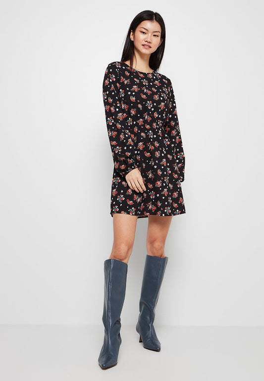 JDY FREJA L/S PUFF SLEEVES DRESS LO Red (ZZO1TLB11-G00) Women