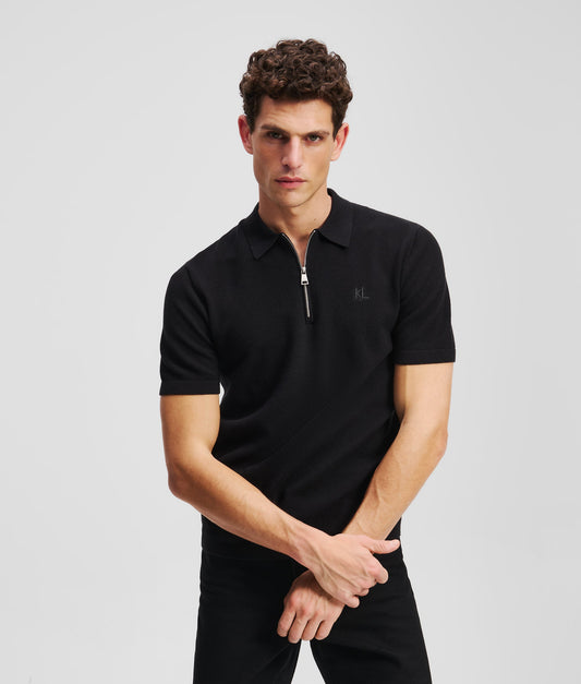Karl Lagerfeld Kl Short Sleeve Zip Up Polo Black (A3M18014999) Men