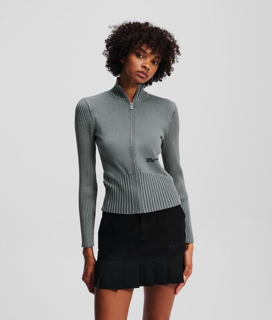 Karl Lagerfeld Jeans Klj Utility Zip-Up Knit Monument (A3W18010274) Women