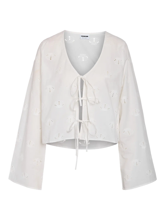 Ashley Long Sleeve Tie V-Neck Shirt Cloud Dancer (27037033) Women