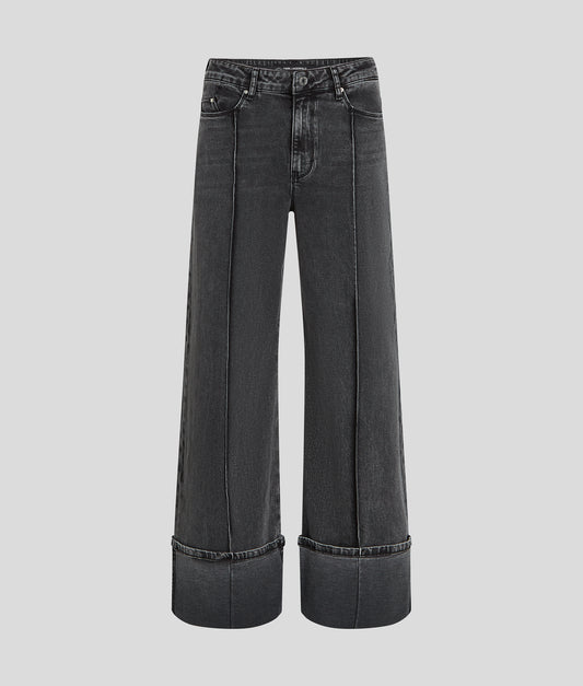 Karl Lagerfeld Turn Up Denim Pants Dark Grey Denim (B1W10046D28) Women