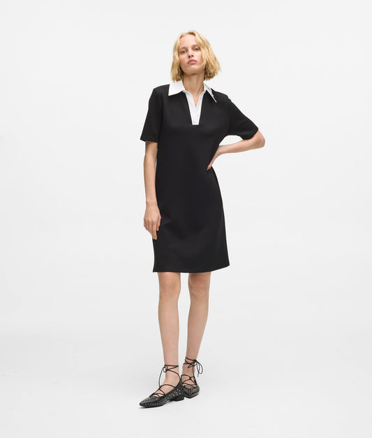 Karl Lagerfeld Signature Collar T-Shirt Dress Black (B1W13029999) Women
