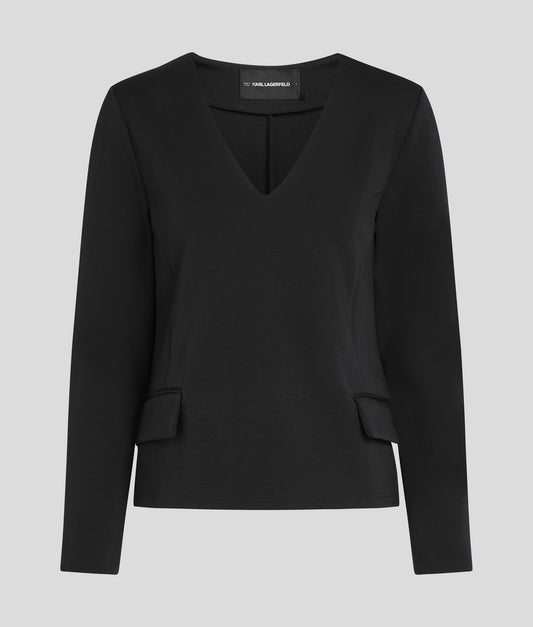 Karl Lagerfeld Metal Detail V Neck Sweatshirt Black (B1W20009999) Women