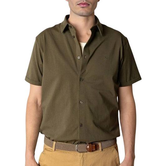 Clean Cut Copenhagen Clean Formal Stretch SS Classic Shirt (CC2588-ARMY) Men
