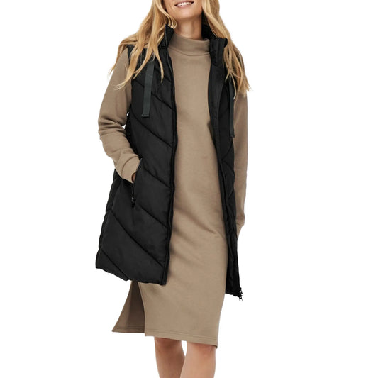 JDY Skylar Padded Hooded Waistcoat Bodywarmer (15220630-BLACK) Women