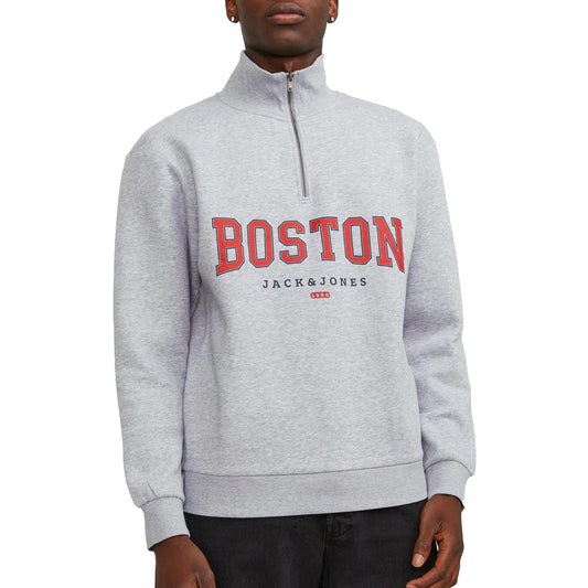 Jack & Jones Bradley Cedric Half Zip Sweater (12257392-LIGHTGREYM) Men