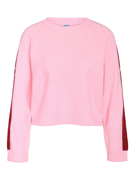 Nouria Long Sleeve O-Neck Intarsia Knit Fwd Begonia Pink (27036414) Women