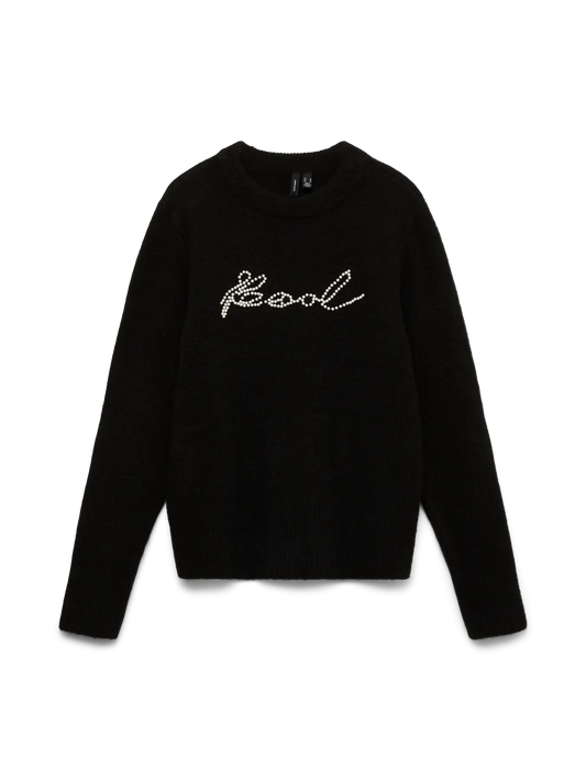 Henrietta Long Sleeve Pearl Knit Pullover Exp Black (10350027) Women