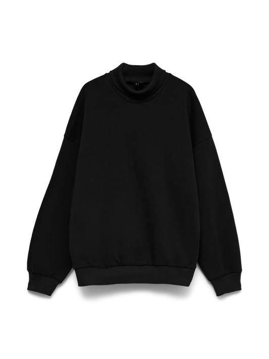 Cecilie High Neck Long Sleeve Slit Sweat Exp Black (10351863) Women
