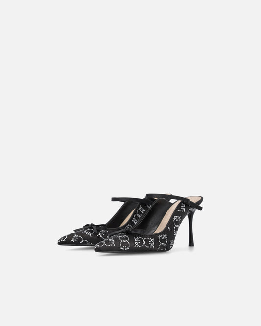 ELSA 08 - SABOT SATIN STRASS BLACK Women