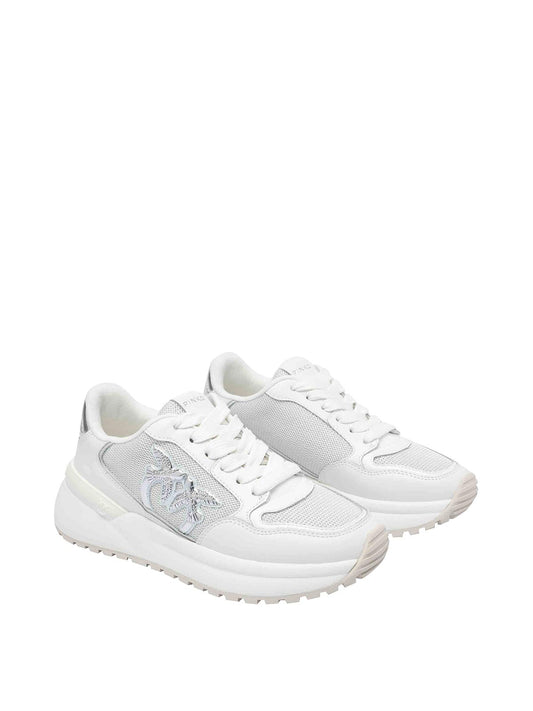 GEM 07 - SNEAKER CALF LEATHER/GLITTER MESH WHITE Women