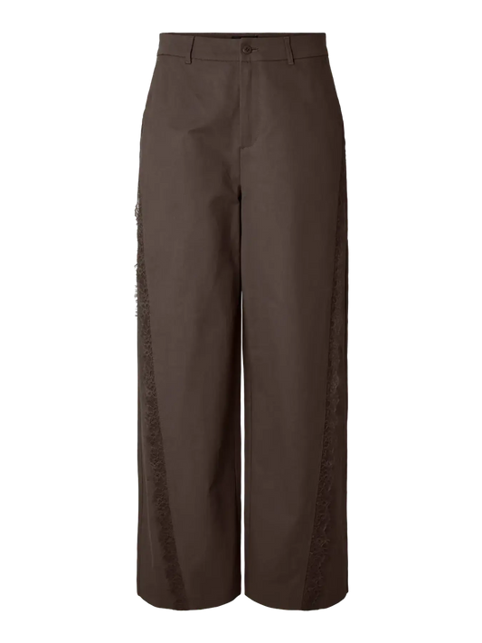 Tea High Waist Lace Detail Wide Pant D2D Hot Fudge (17168744) Women