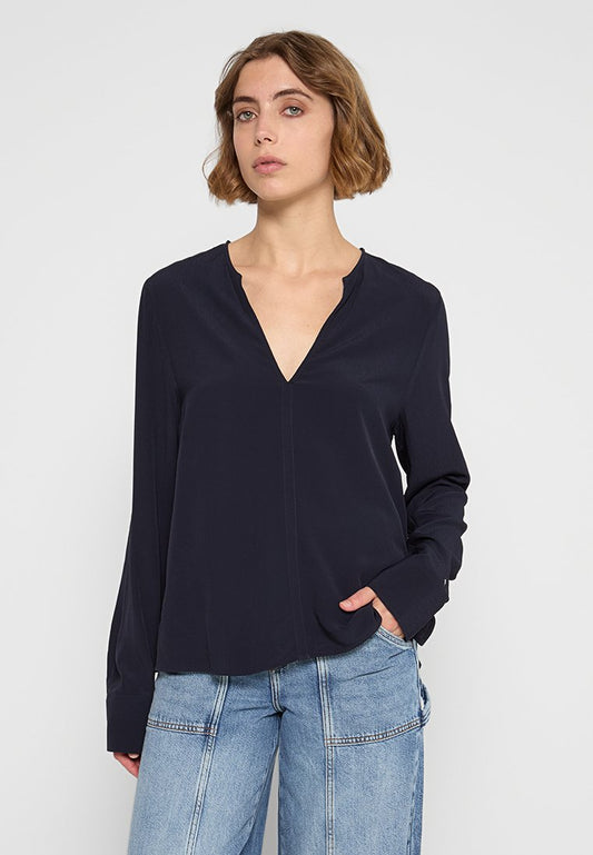 Tommy Hilfiger VISCOSE CREPE V-NECK BLOUSE Dark blue (ZZO2HBK06-K00) Women