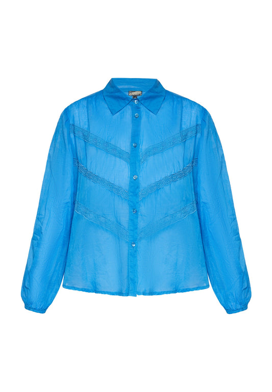 DreiMaster Cotton Blouse with Spitze naemi Blue (4DR21E08R-K11) Women