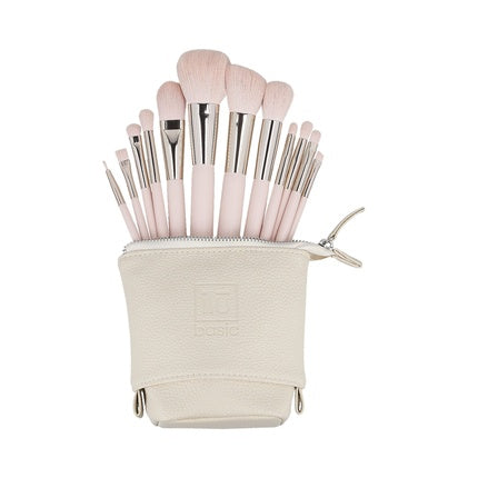 Ilu Basic Set 12 Makeup Brushes with Pink Bag