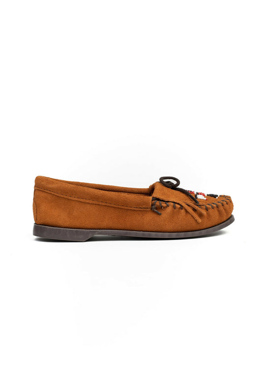 Minnetonka Thunderbird Boat Moc with glass bead Brown (MI111E012-O12) Women