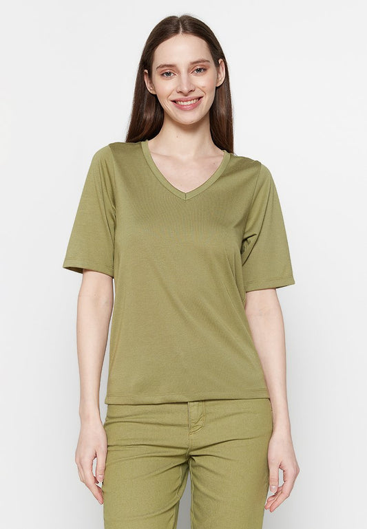 Kaffe KAlise 1/2 SL T Shirt Khaki (ZZO2F9Q11-N00) Women