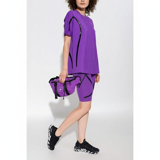 Adidas Violet Activewear T-Shirt with Black Trim, Women