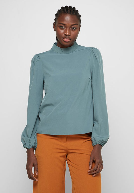 VILA BLOUSE CLOSED NECKLINE FEM WOV PL100 Blue-Grey (ZZO1T2601-P00) Women