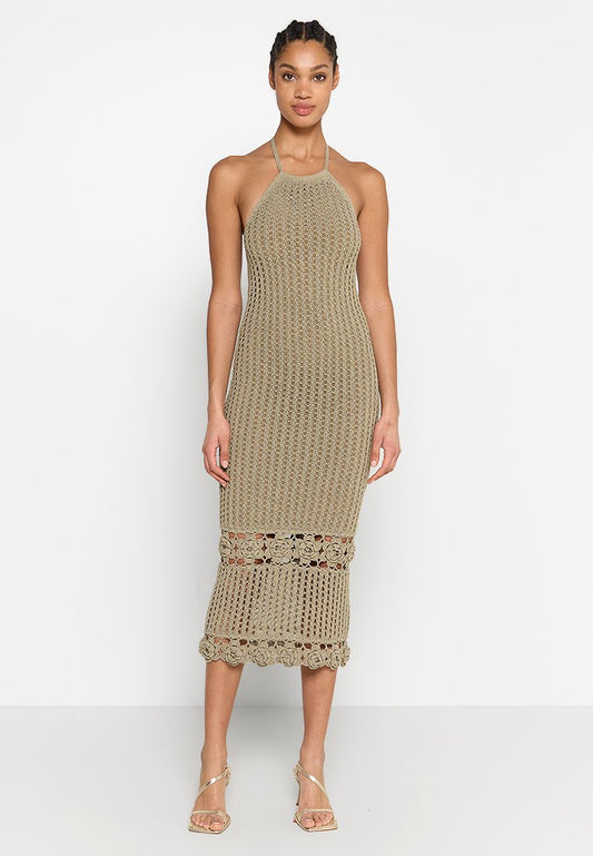 MARCIANO BY GUESS AGATHE CROCHET LONG DRESS Olive (ZZO2N2K53-N00) Women