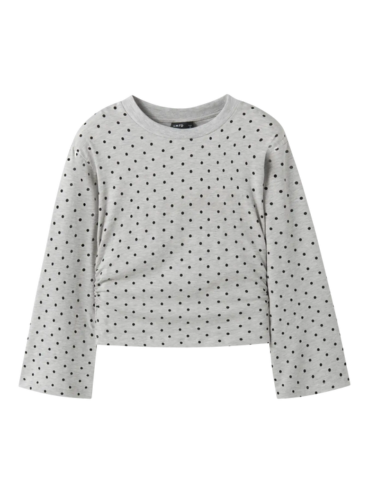 Dosso Long Sleeve Rouched Short Top Light Grey Melange (13260521) Kids