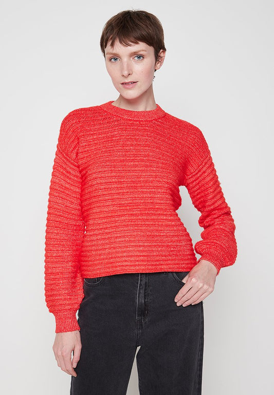 VILA VISINONA BALLON SLEEVE KNIT TOP/KA/SU Red (ZZO1T2509-G00) Women