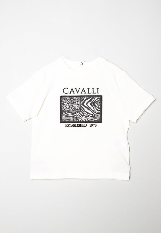 Roberto Cavalli Junior babyb t shirt flag White (ZZO1RD186-B00) Kids