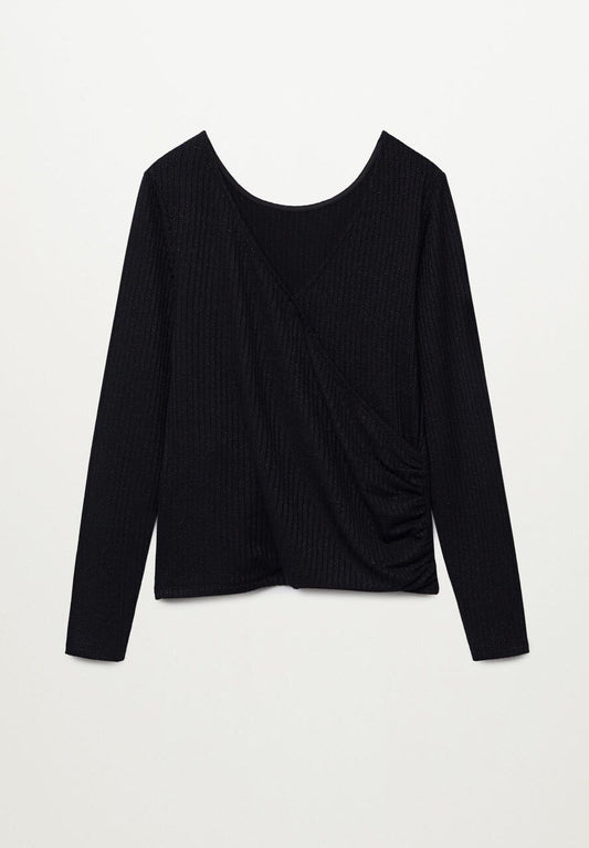 Mango Kids Gerafftes lurex-t-shirt black (M9123J08G-Q11) Kids