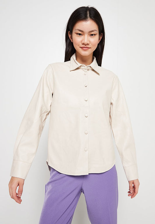 JDY LARA PU Loose SHIRT WVN LO Beige (ZZO1TLB21-B00) Women