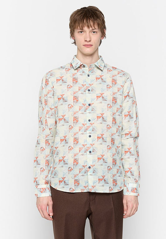 Shirt Allover Printed With Linen Men