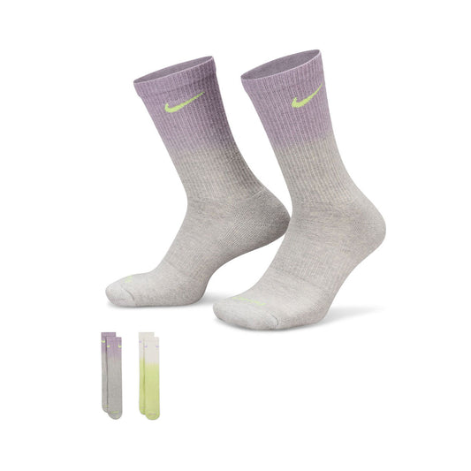 Nike Socks Everyday Plus Cushioned Crew (2 Pairs) Grey Heather Lilac BloomLemon Twist (FQ1355-908) Kids