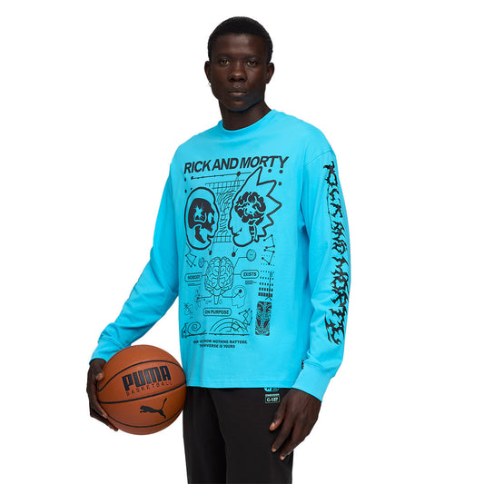 Puma T-Shirt Hoops X Rick And Morty Bright Aqua (633099-01) Unisex