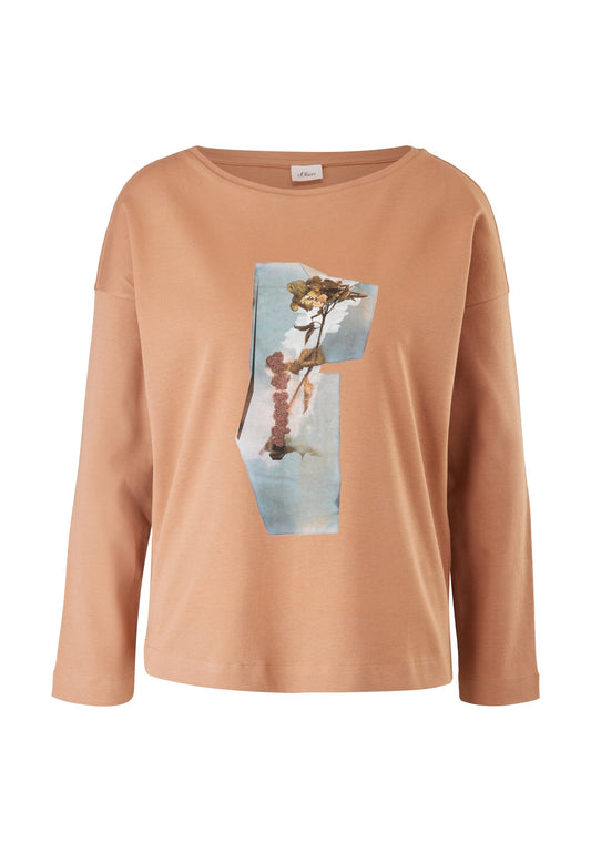 s.Oliver BLACK LABEL Jersey Top with Fotoprint Light Brown (SOA21E0KA-O11) Women