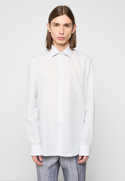 Michael Kors STRIPE LINEN SLIM SHIRT Off-White (ZZO30L833-A00) Men