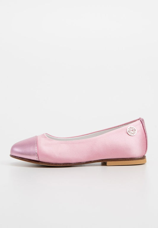 ELIE SAAB SATIN AND LAMINATED LEATHER BALLET FLATS Light Pink (ZZO2JFV01-J00) Kids