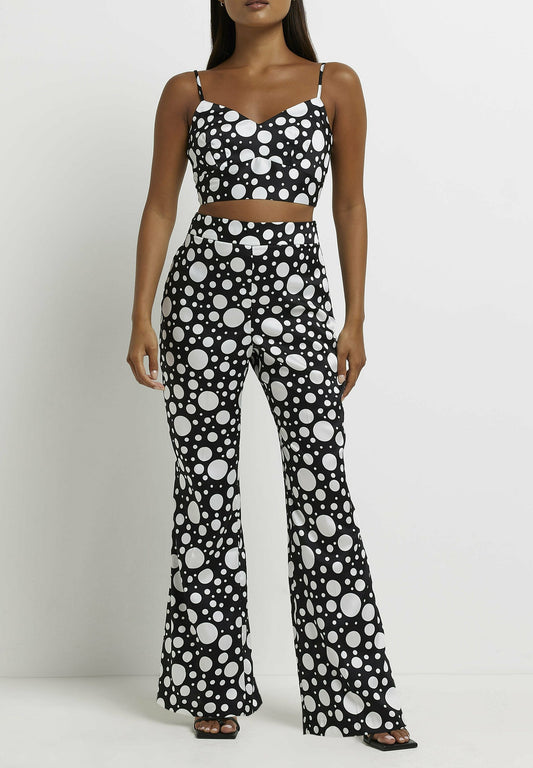 River Island Petite spot flared trousers Black (RIF21A02U-Q11) Women