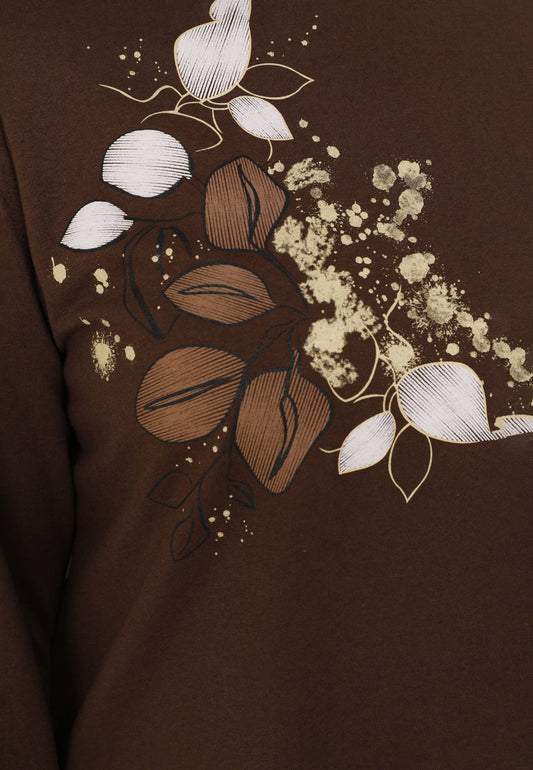 Modanisa Printed Crew neck Cotton Plus Size Tunic Alia Brown (MHR21D00P-O11) Women