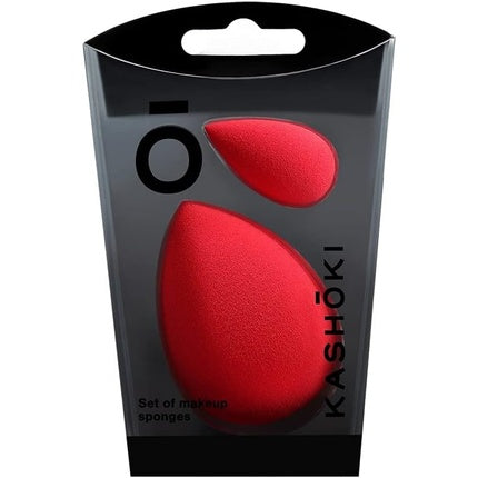 Kashoki Red and Teardrop Shaped 2 Piece Makeup Sponge Set