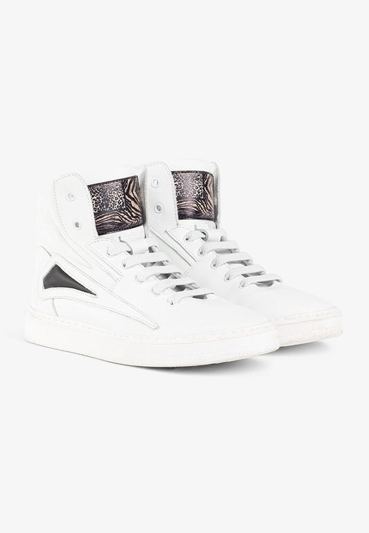 Roberto Cavalli Junior boy leather high sneakers zip white (ZZO1RD124-A00) Kids
