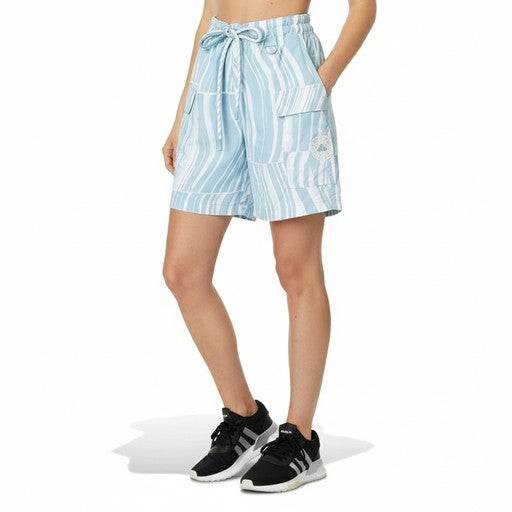 Adidas Striped Athletic Shorts Light Blue (HT1120-WHITE_GREEN), Women