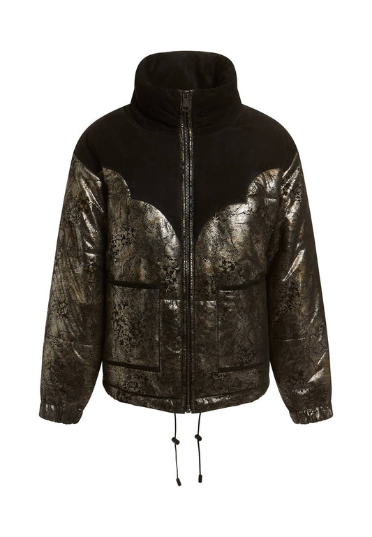 Guess Echtleder-stepp Jacket Paisley-Print Black (GU121U0B5-Q11) Women