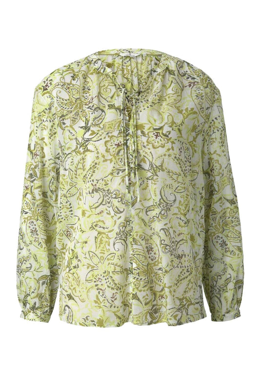 TOM TAILOR Blusen & Shirts Gemusterte Bluse with Bindedetail Light Green (TO221E0XT-M11) Women