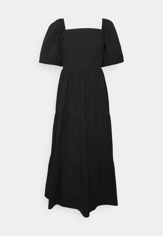 DKNY S/S SQR NK TIERED POPLIN DRESS Black (DK121C0VG-Q11) Women