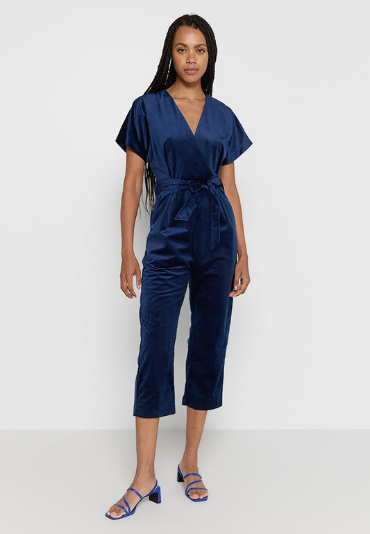 Closet Wrap Over Tie Front Jumpsuit Dark Blue (ZZO2F5D78-K00) Women