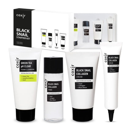 Coxir Black Snail Collagen Starter Kit Foam Cleanser+Toner+Serum+Cream