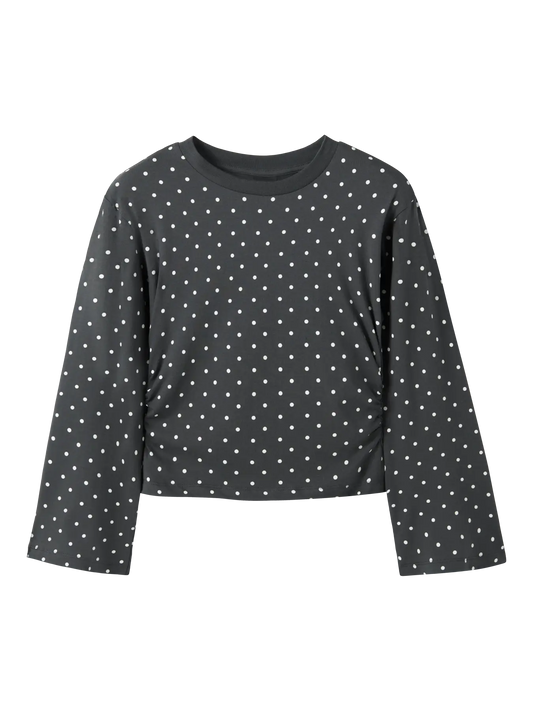 Dosso Long Sleeve Rouched Short Top Pirate Black (13260521) Kids