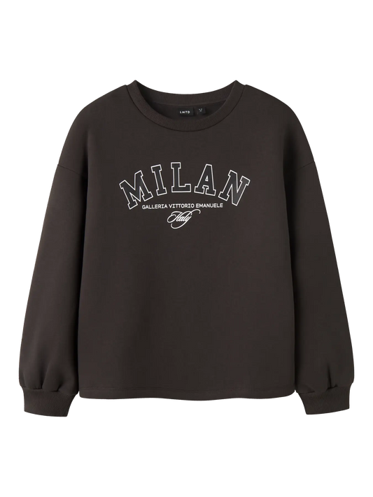 Faris Long Sleeve Loose O-Neck Sweat Black Coffee (13258383) Kids
