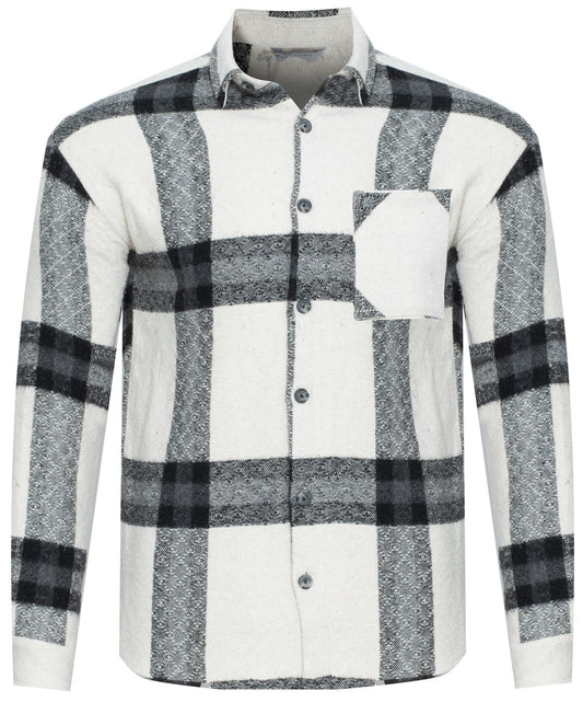 PLUS POSH Shirt Men's Czarno-cream KRATKA (8435) Men
